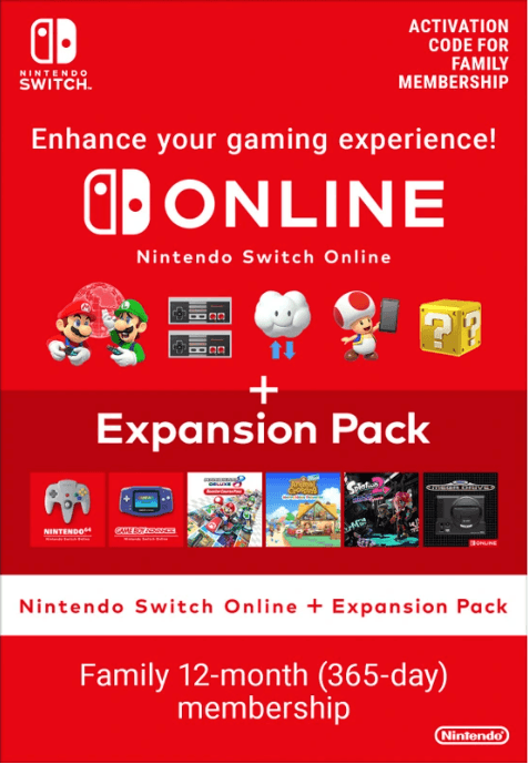 Nintendo Switch Online: 12 месяцев семейной подписки + Дополнение